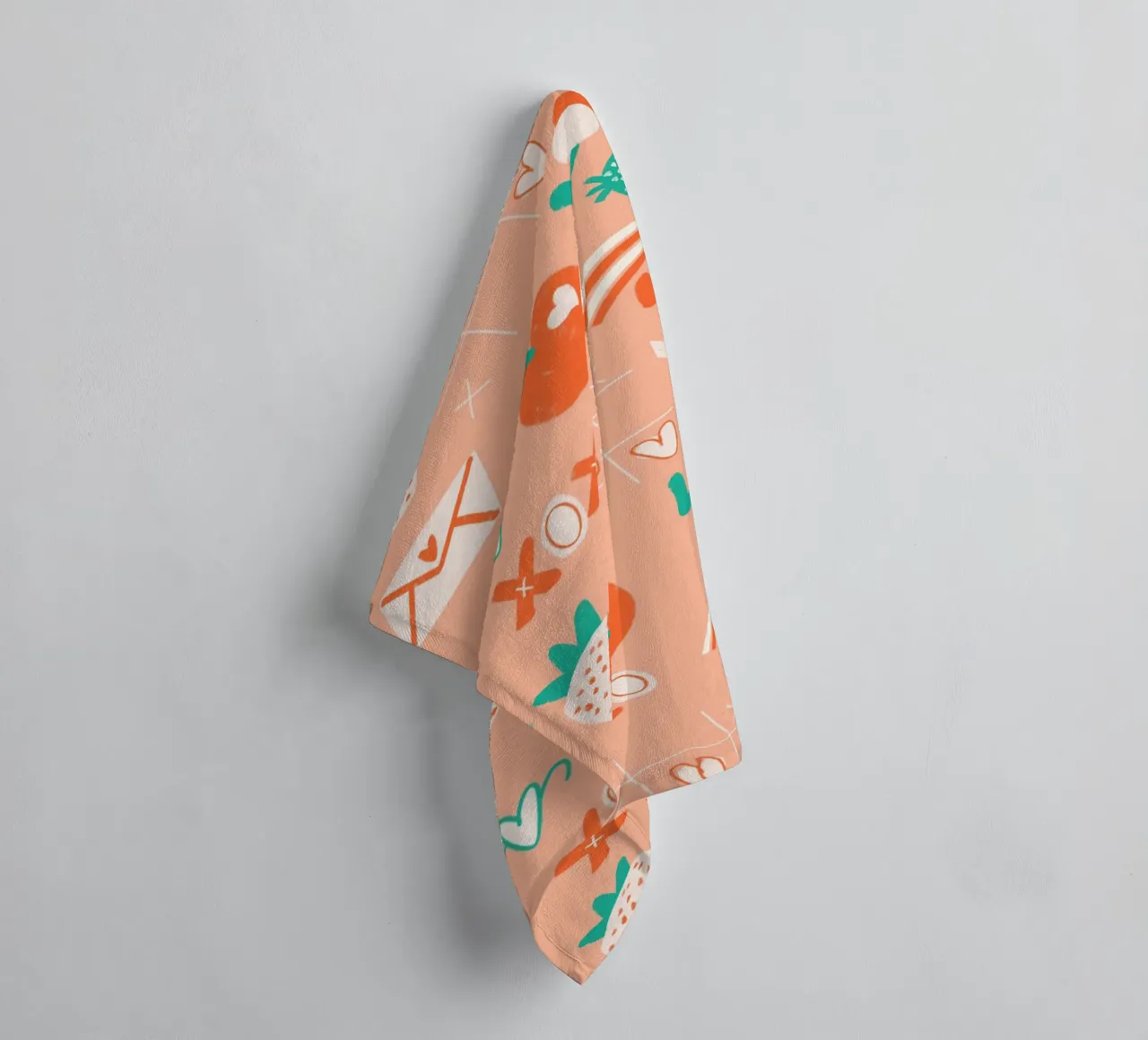Retro Valentine Whimsy Salmon towel by susanacosta