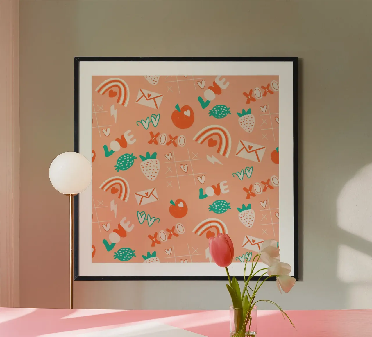 Retro Valentine Whimsy Salmon hahnemühle by susanacosta