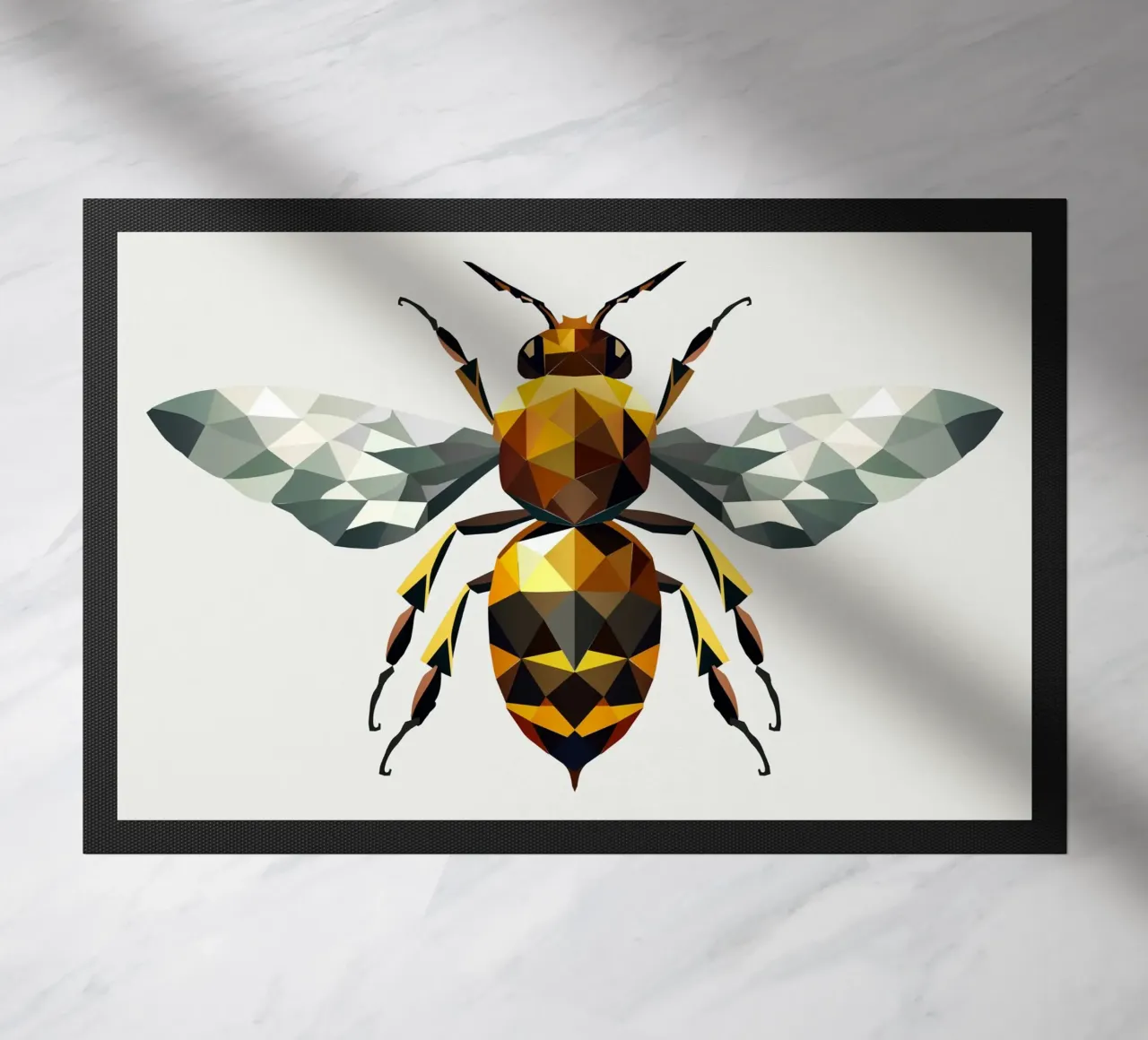 Polygonal bee - a symbol of diligence and elegance doormat by namosh