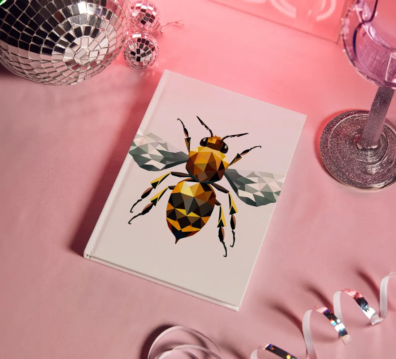 Polygonal bee - a symbol of diligence and elegance notebook by namosh