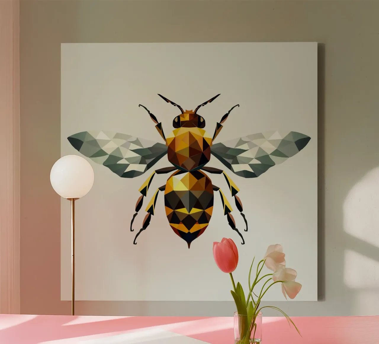 Polygonal bee - a symbol of diligence and elegance canvas by namosh