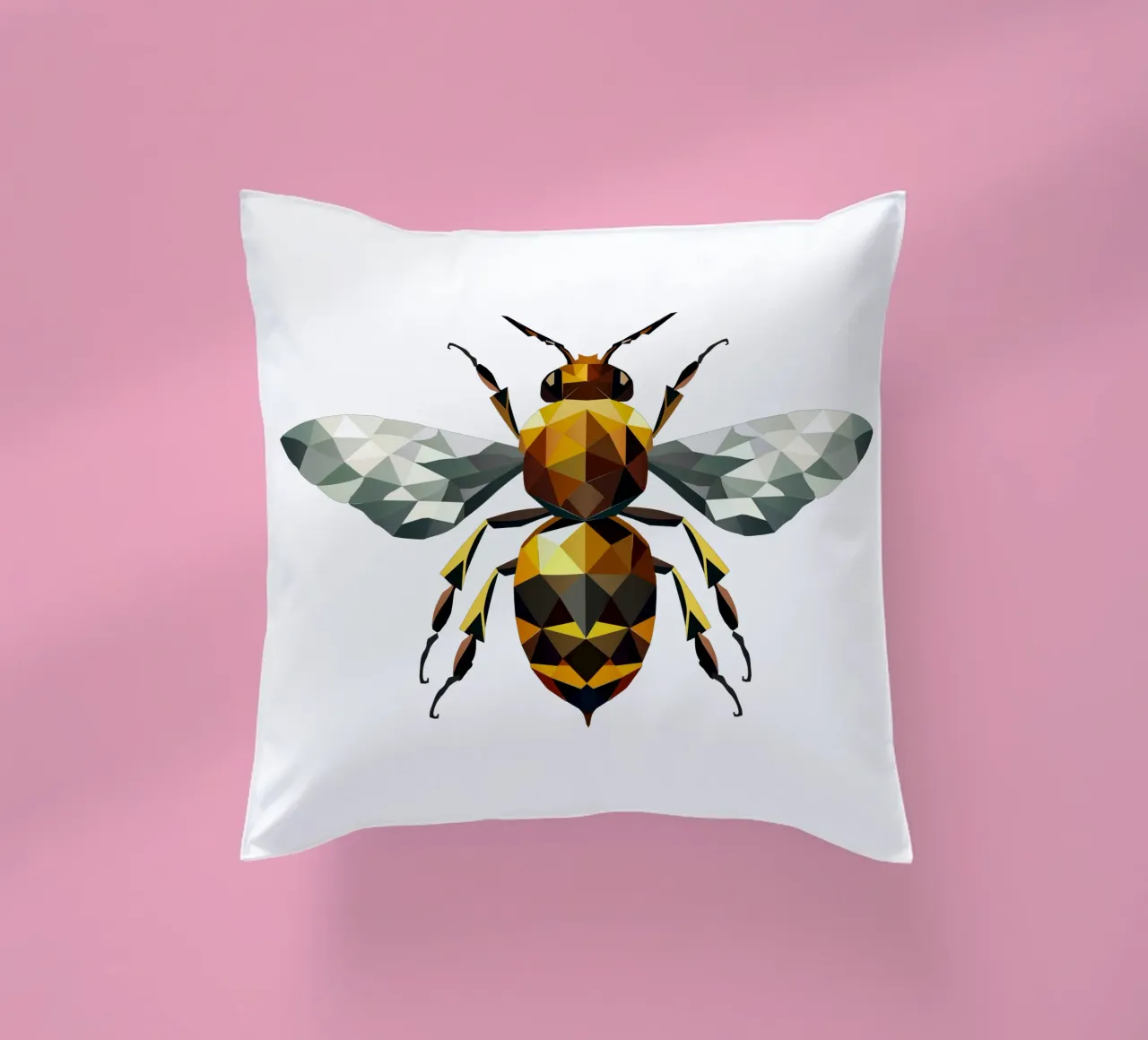 Polygonal bee - a symbol of diligence and elegance decorative cushion by namosh
