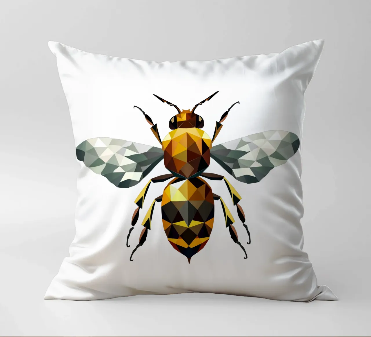 Polygonal bee - a symbol of diligence and elegance decorative cushion by namosh