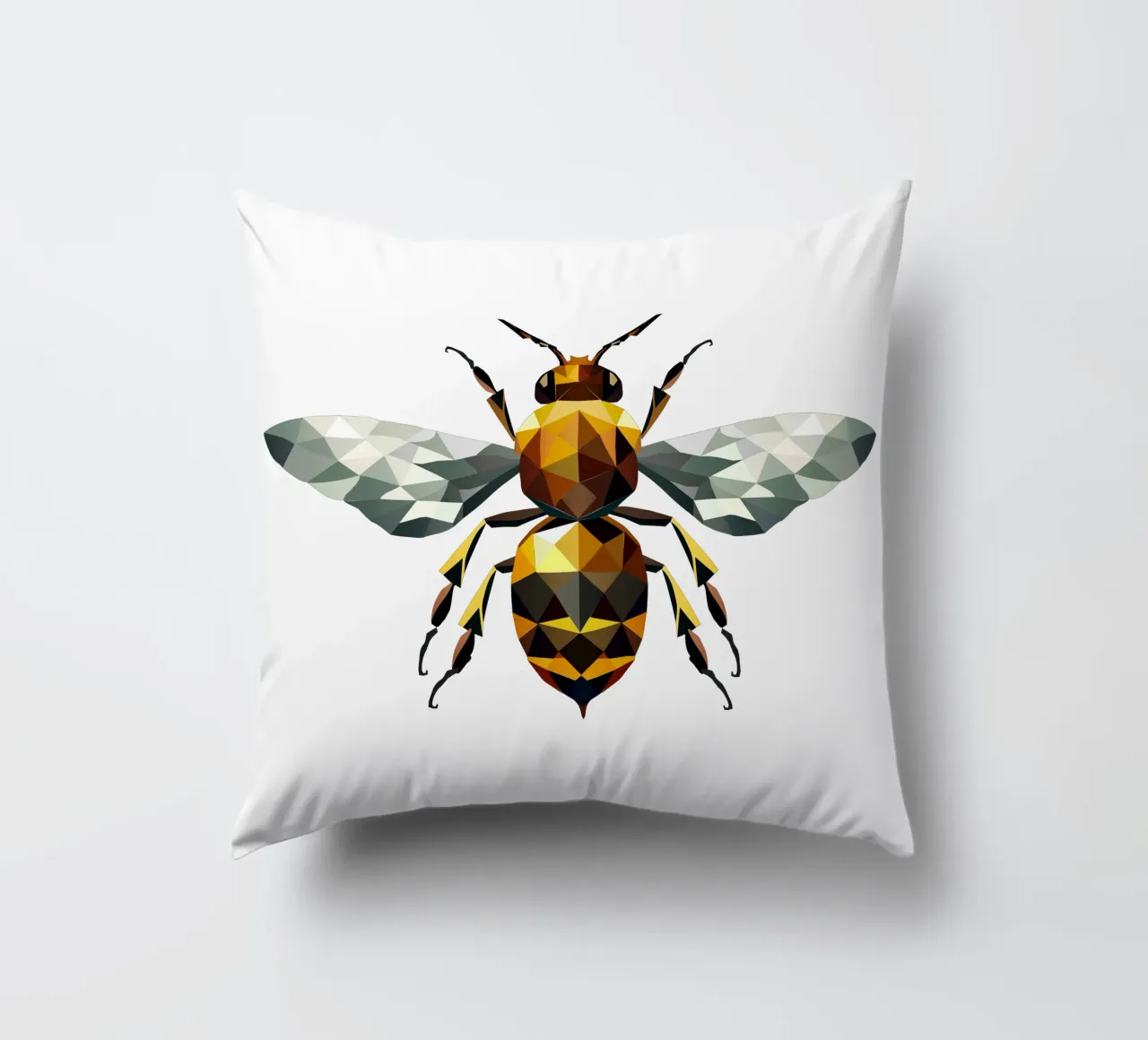Polygonal bee - a symbol of diligence and elegance decorative cushion by namosh