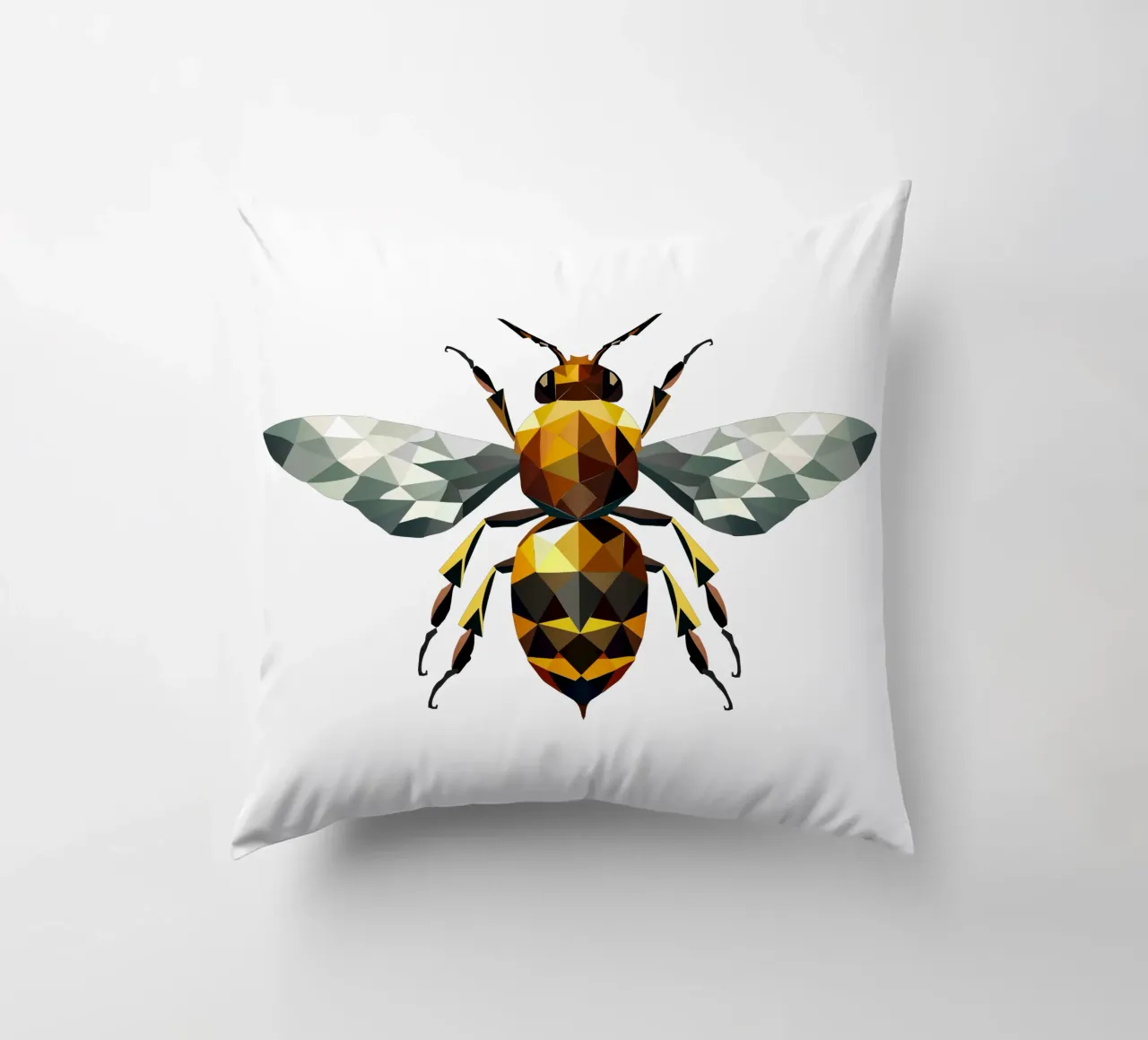 Polygonal bee - a symbol of diligence and elegance decorative cushion by namosh