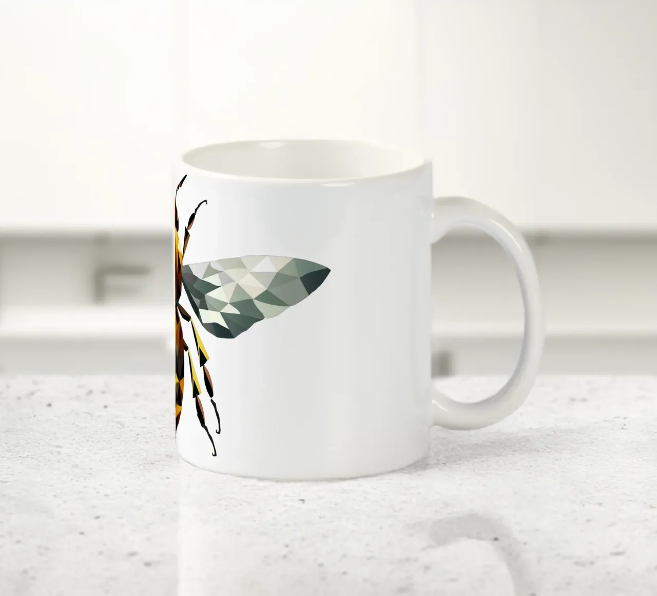 Polygonal bee - a symbol of diligence and elegance ceramic mug by namosh