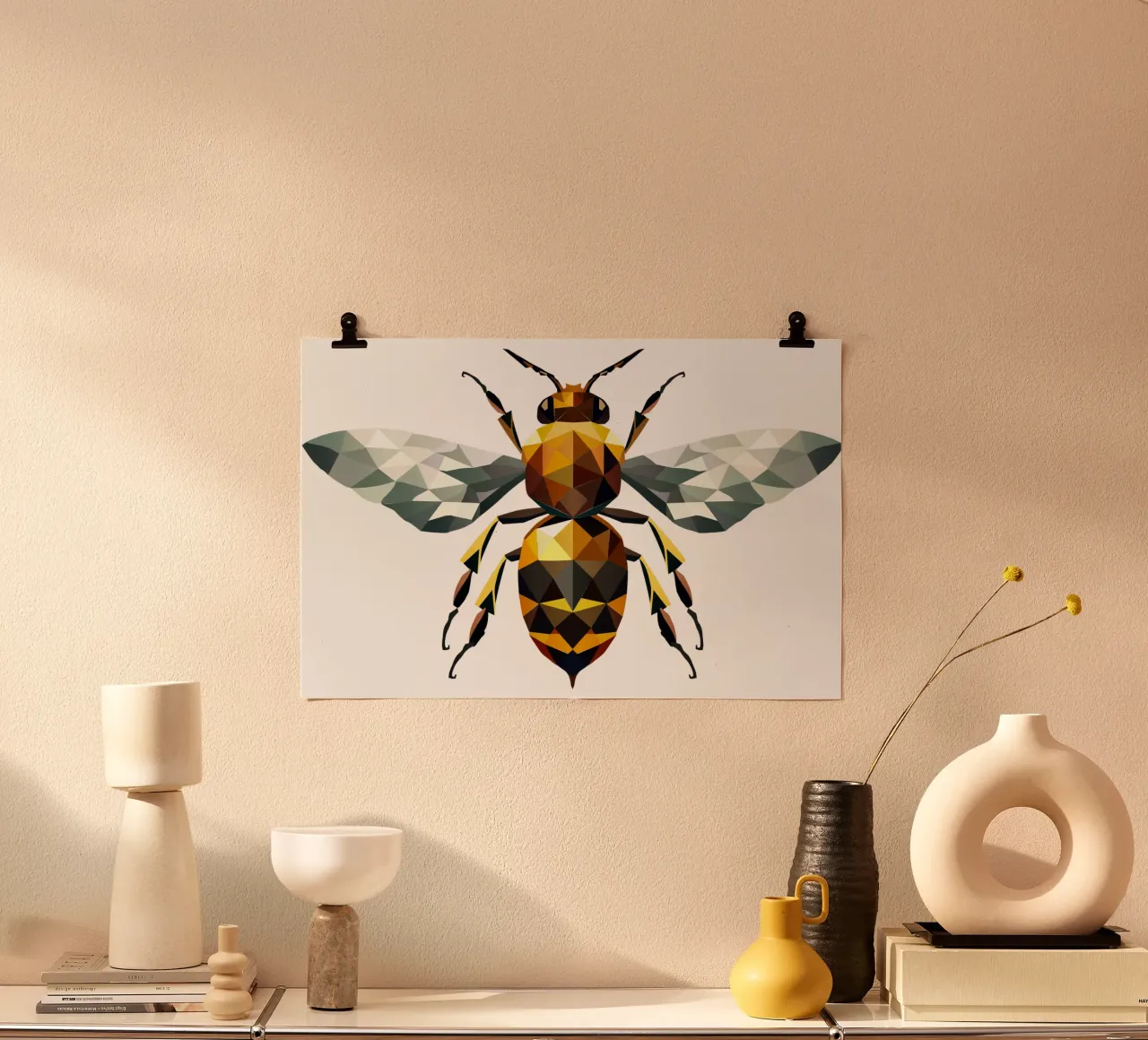 Polygonal bee - a symbol of diligence and elegance hahnemühle by namosh