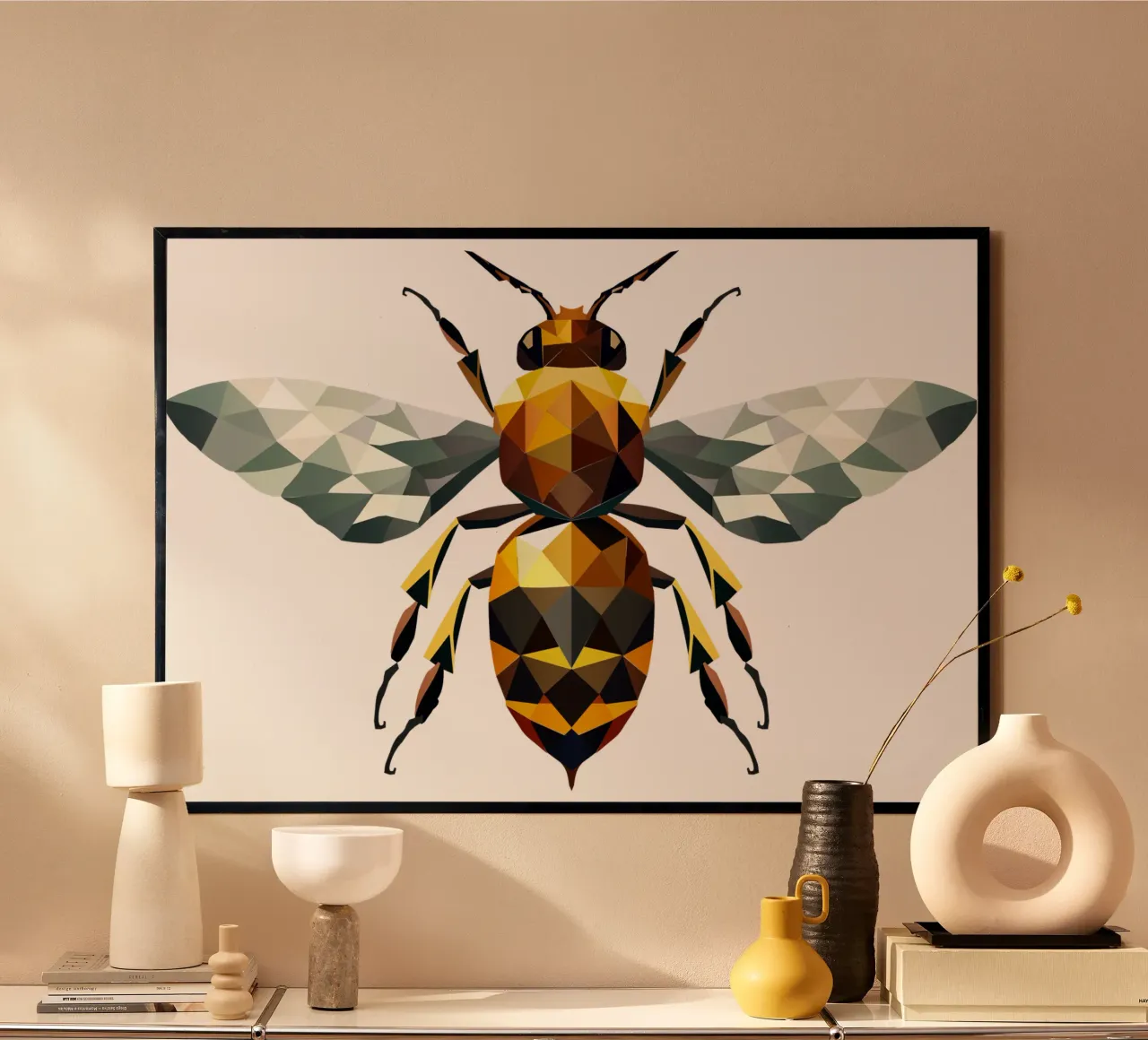 Polygonal bee - a symbol of diligence and elegance hahnemühle by namosh
