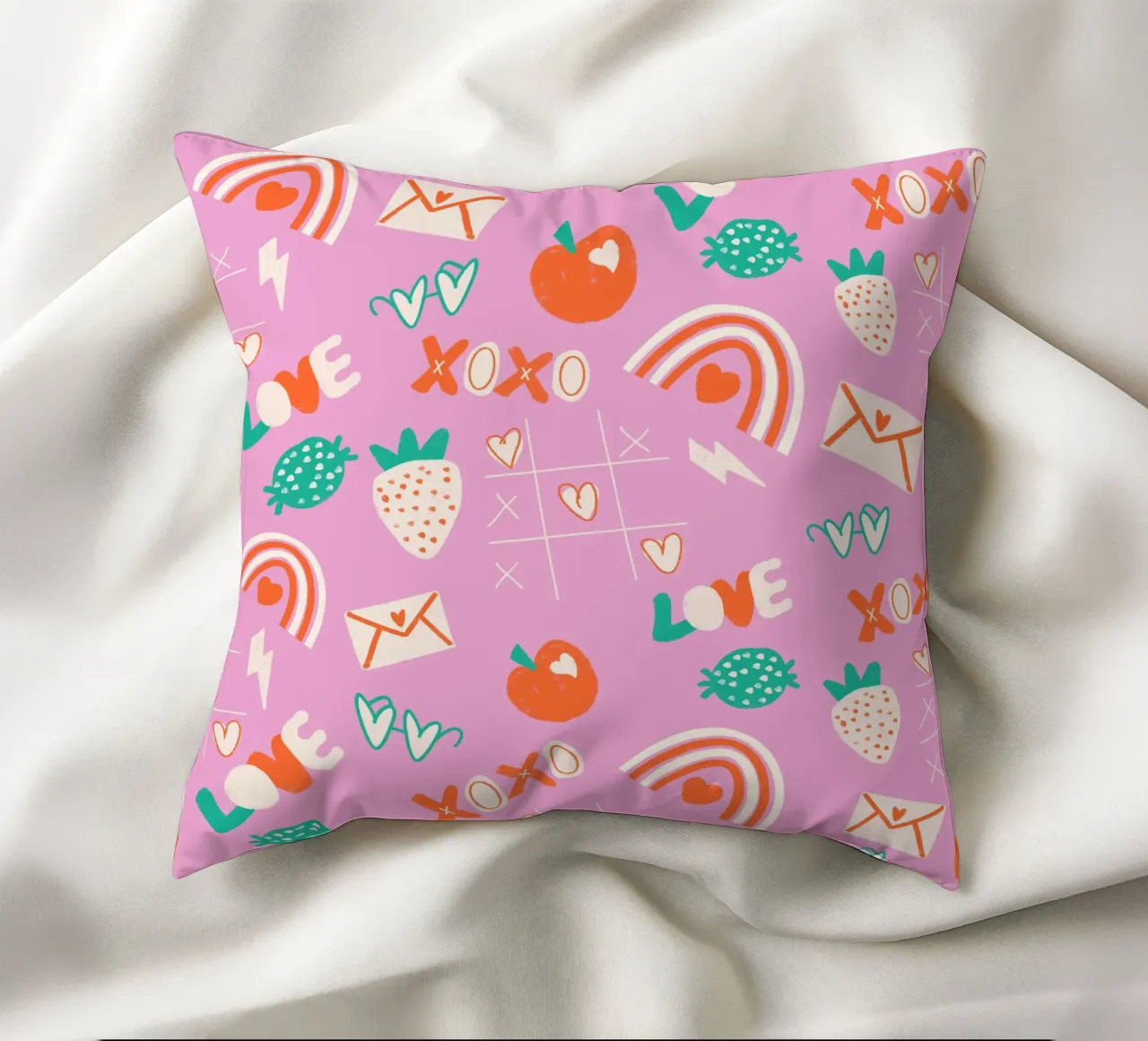 Retro Valentine Whimsy Pink cuscino da susanacosta