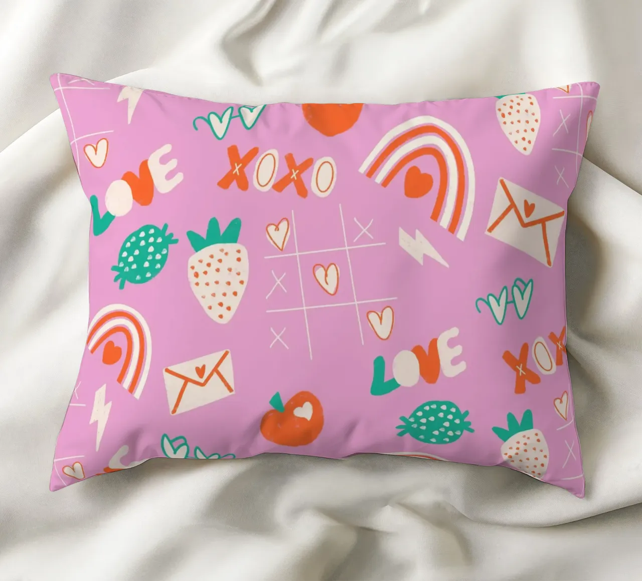 Retro Valentine Whimsy Pink cuscino da susanacosta