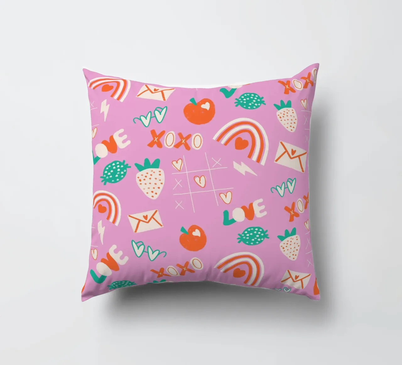 Retro Valentine Whimsy Pink cuscino da susanacosta