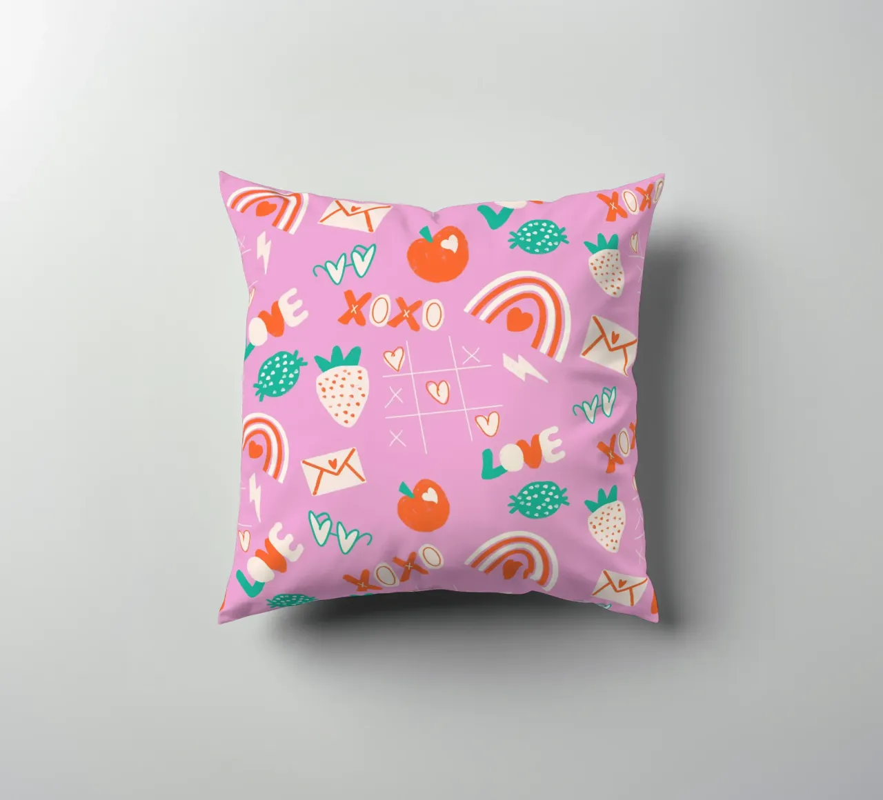 Retro Valentine Whimsy Pink cuscino da susanacosta
