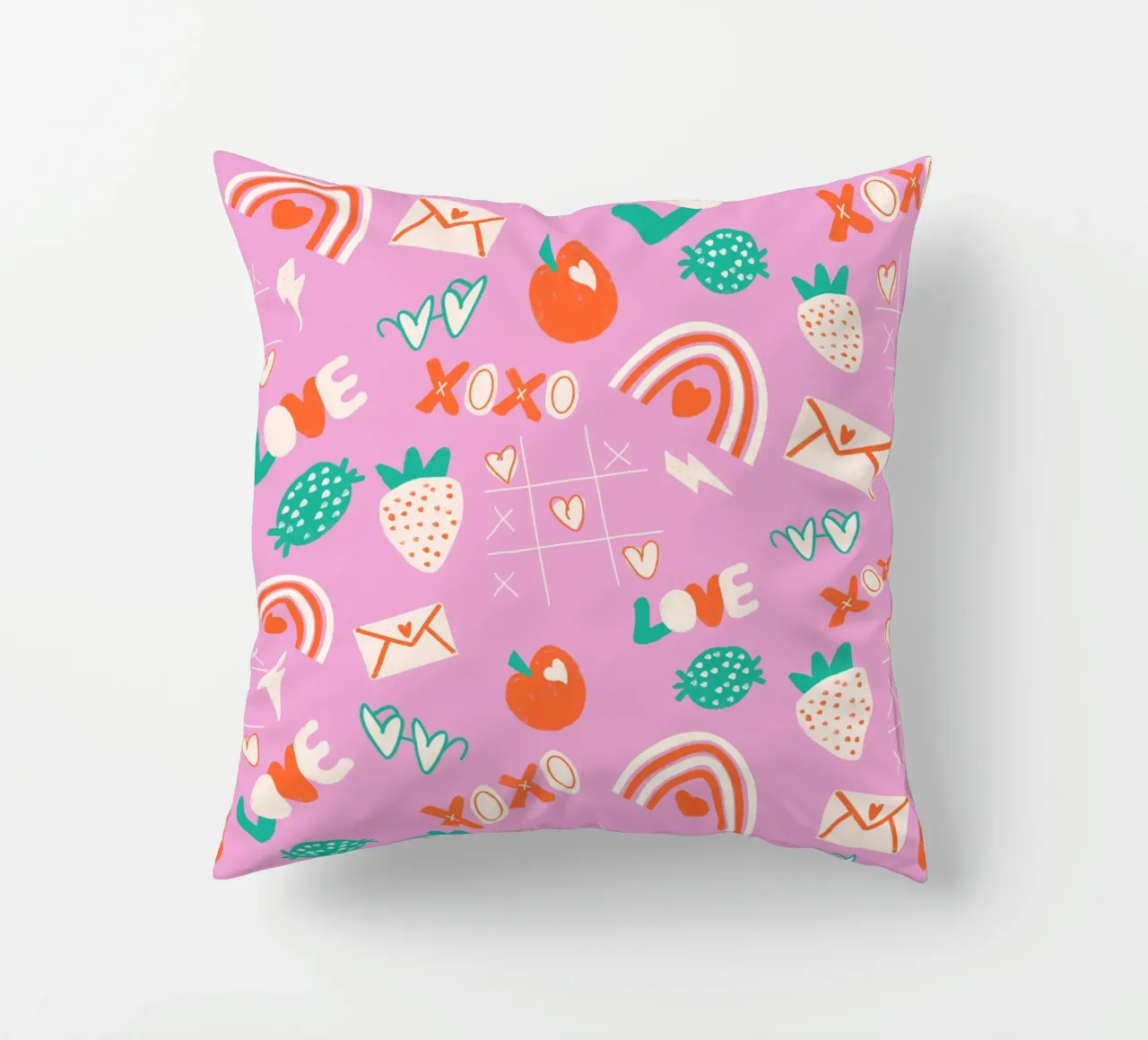 Retro Valentine Whimsy Pink cuscino da susanacosta