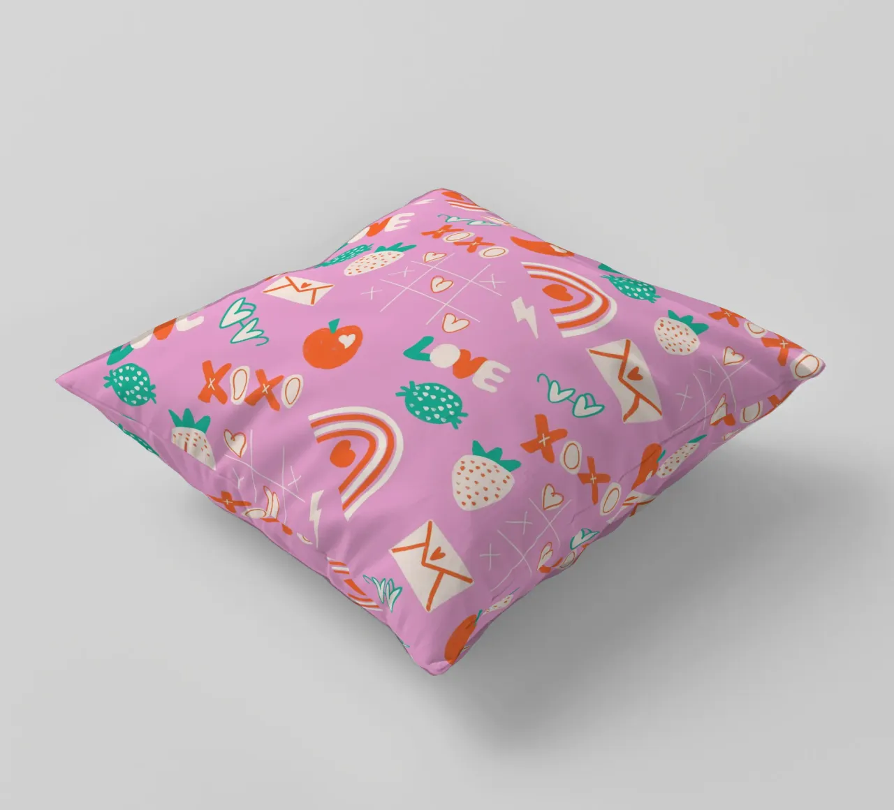 Retro Valentine Whimsy Pink cuscino da susanacosta