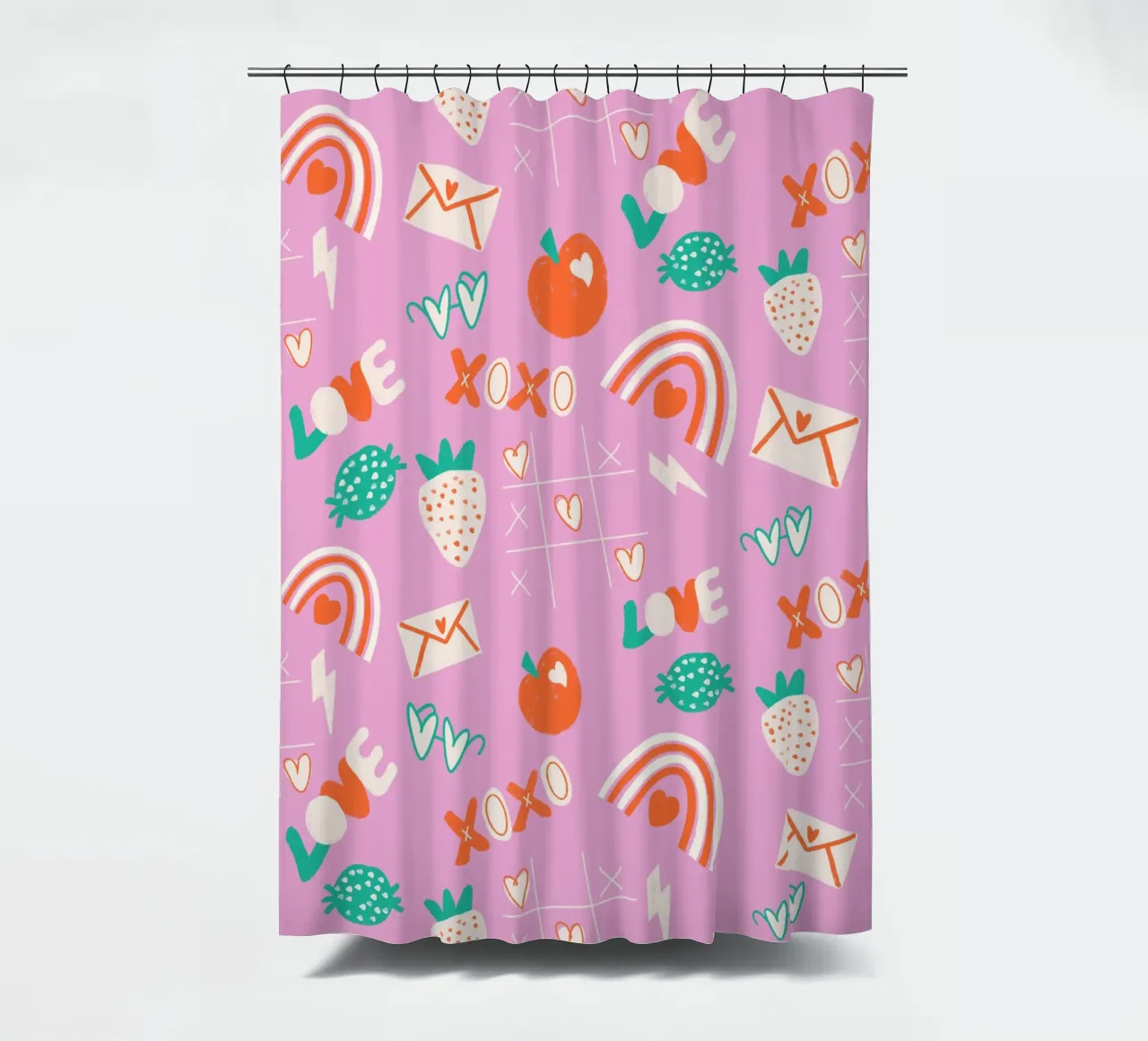 Retro Valentine Whimsy Pink shower curtain by susanacosta