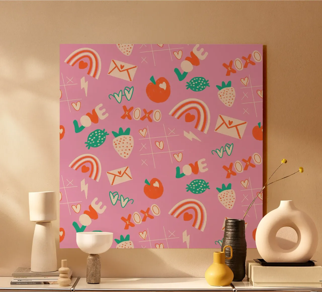 Retro Valentine Whimsy Pink alluminio dibond da susanacosta
