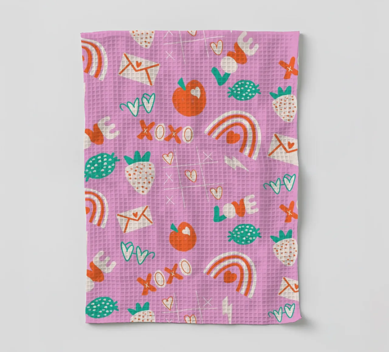 Retro Valentine Whimsy Pink canovaccio da cucina da susanacosta