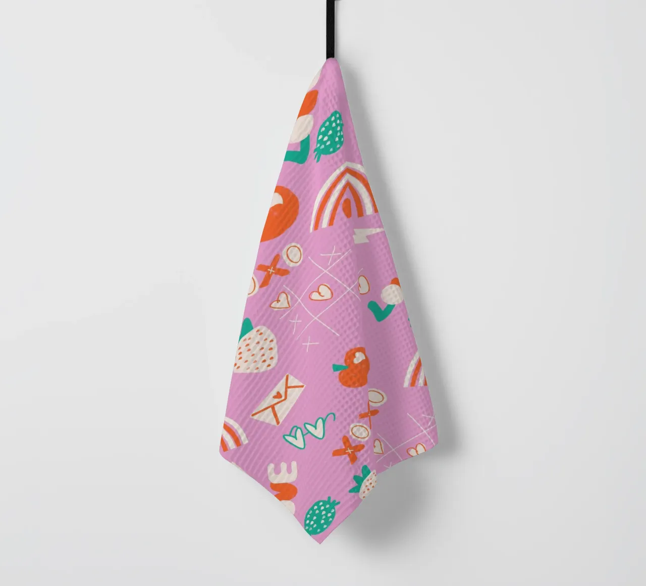Retro Valentine Whimsy Pink canovaccio da cucina da susanacosta