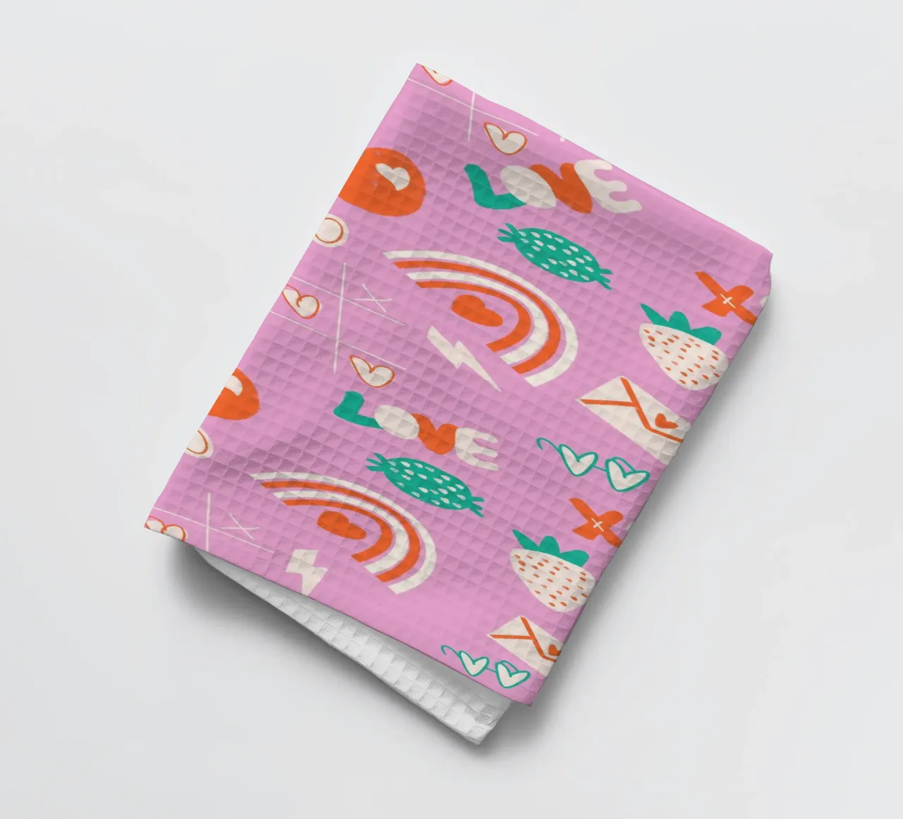 Retro Valentine Whimsy Pink canovaccio da cucina da susanacosta