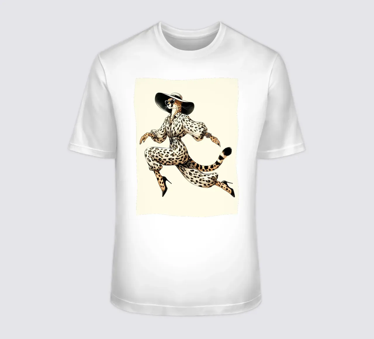 Ghepardo con cappello e occhiali da sole alla moda t-shirt da ARTOMATIC