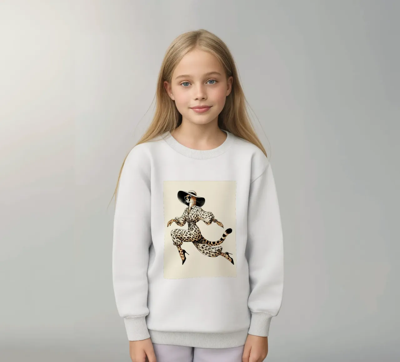 Ghepardo con cappello e occhiali da sole alla moda felpa bambino da ARTOMATIC