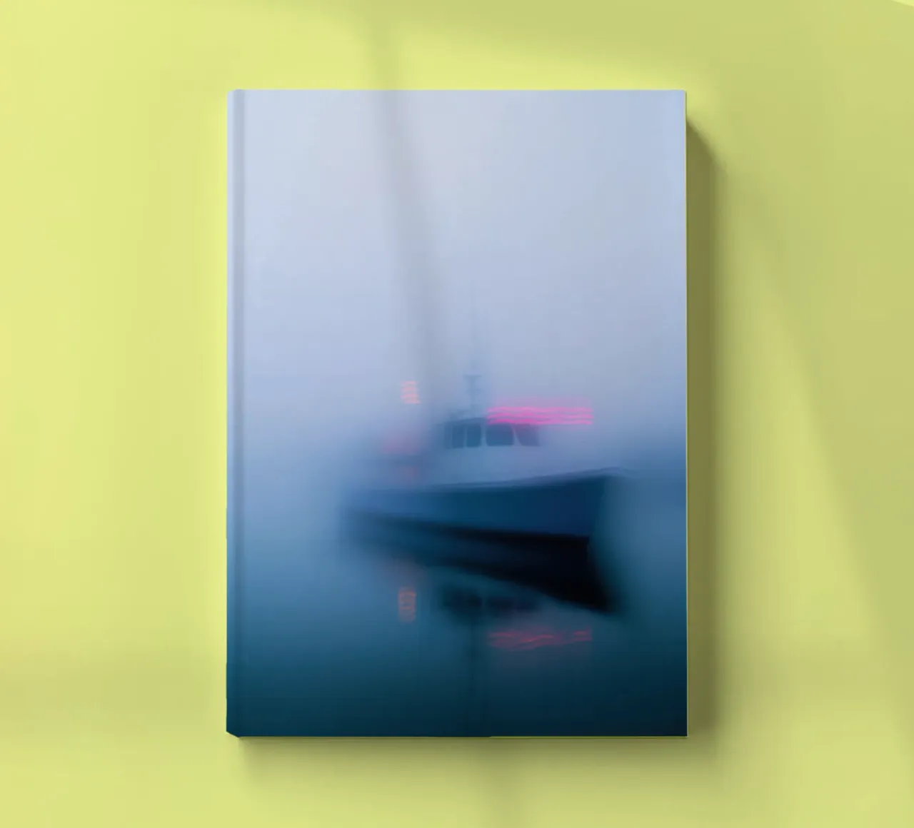 Mystical mist and a lonely boat notebook by Le Flou
