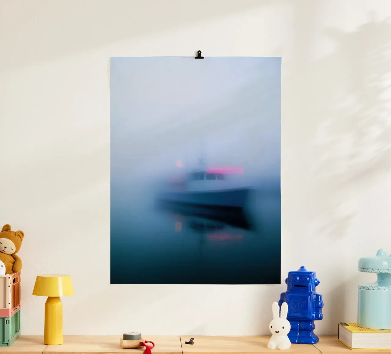 Nebbia mistica e una barca solitaria carta hahnemühle da Le Flou