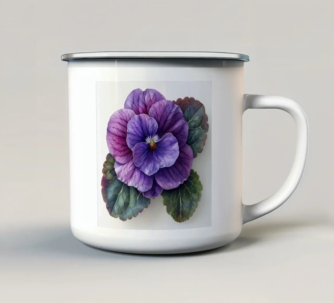 Fiore di violetta africana 2 tazza in smalto da Bold Blooms