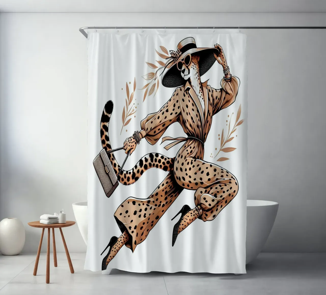 GEPARD IN STÖCKELSCHUHEN Duschvorhang von ARTOMATIC