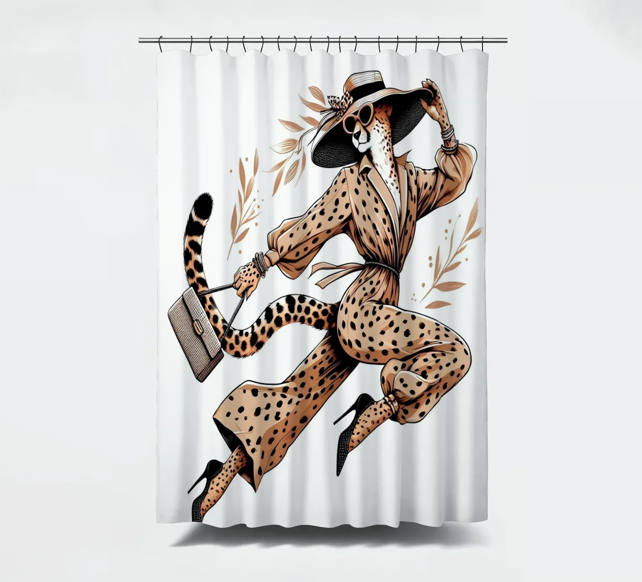 GEPARD IN STÖCKELSCHUHEN Duschvorhang von ARTOMATIC