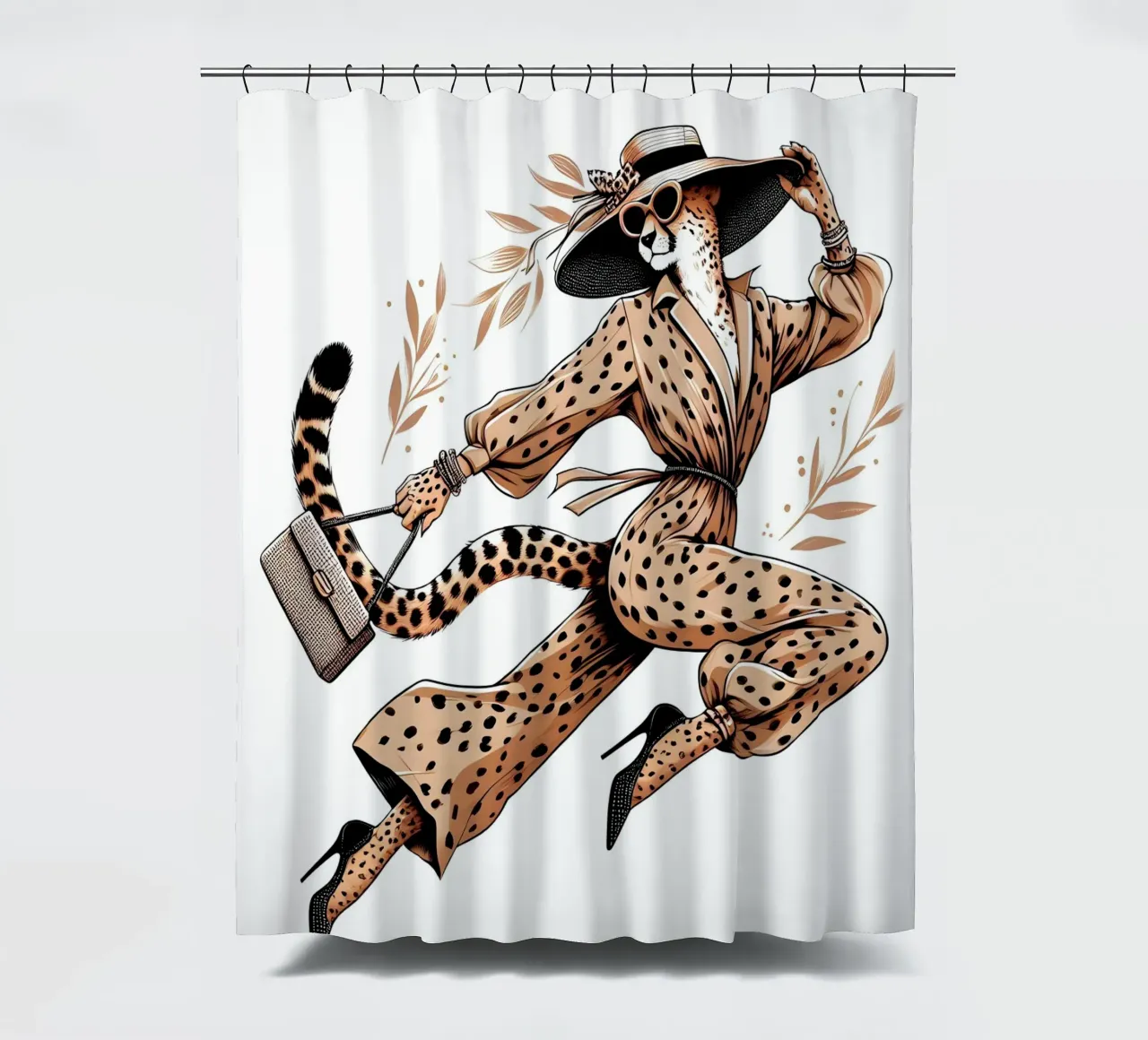 GEPARD IN STÖCKELSCHUHEN Duschvorhang von ARTOMATIC