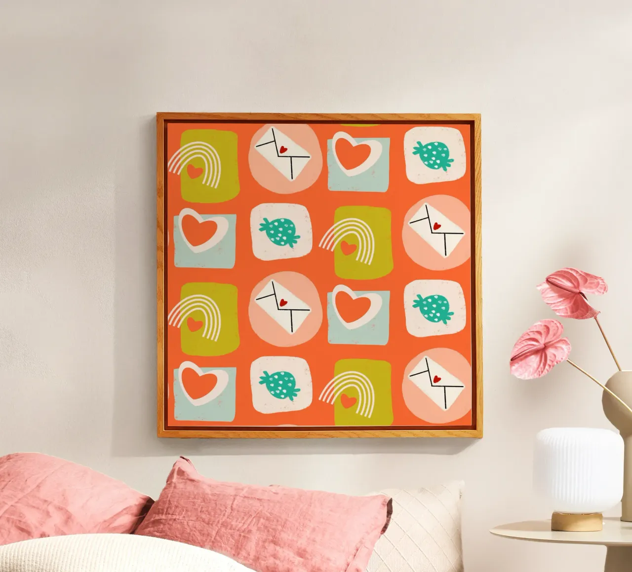 Quadrati d'amore retrò arancioni plexiglass da susanacosta