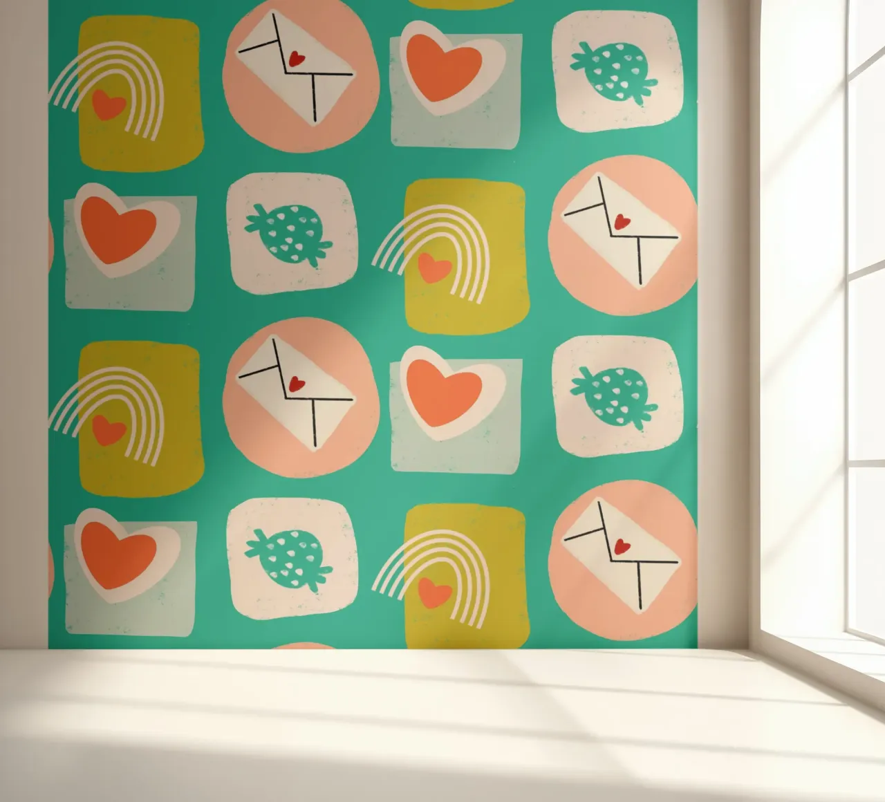 Retro Love Squares Green photo wallpaper by susanacosta