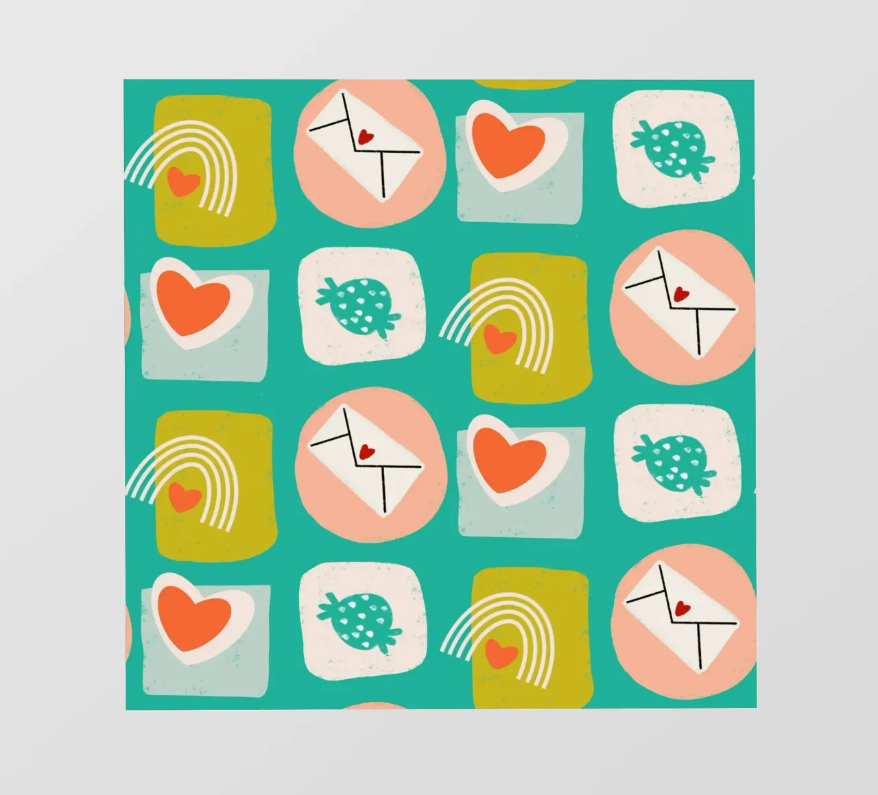 Retro Love Squares Green photo wallpaper by susanacosta