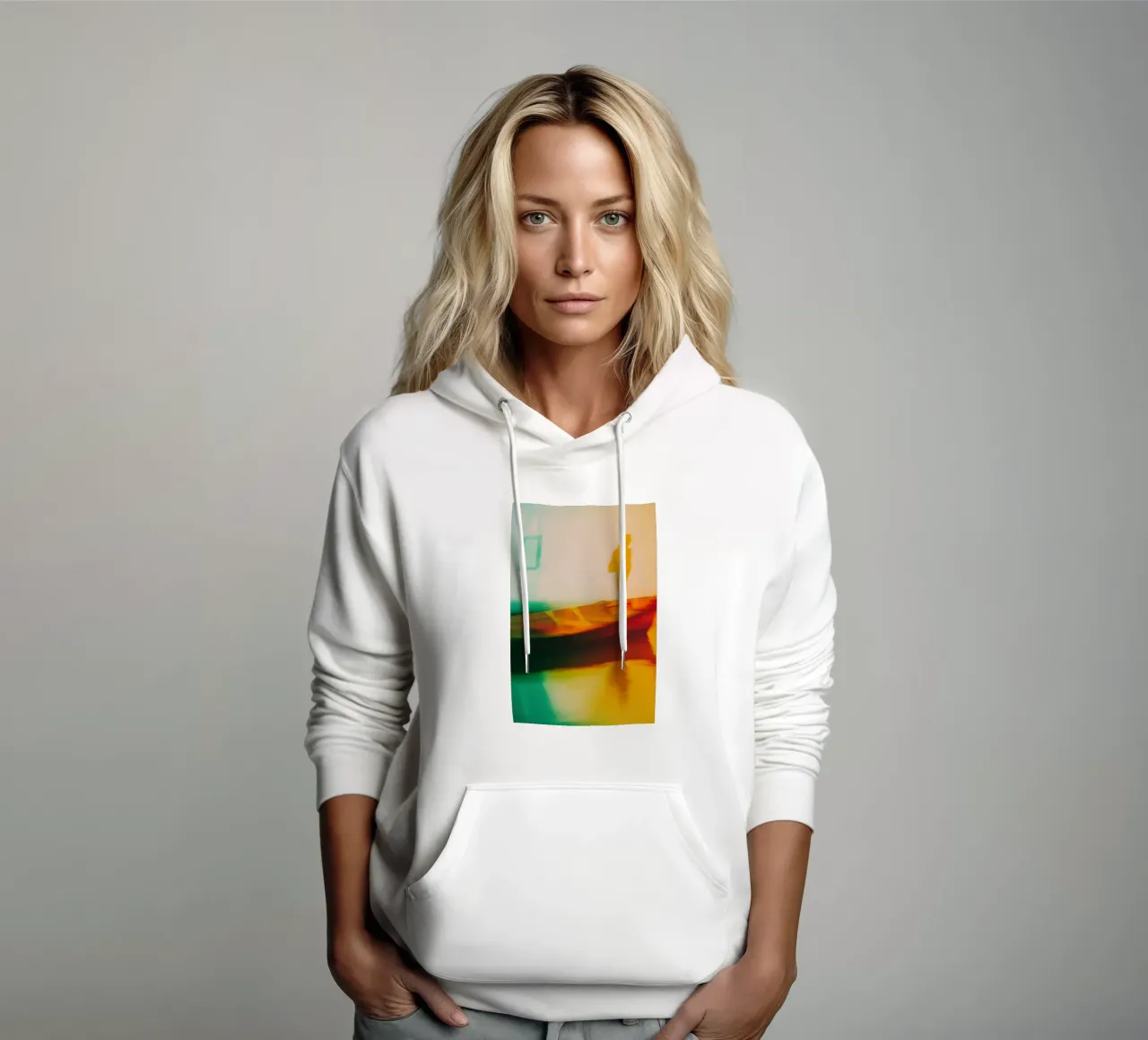 Ombre e riflessi di una barca al neon felpa con cappuccio da Le Flou