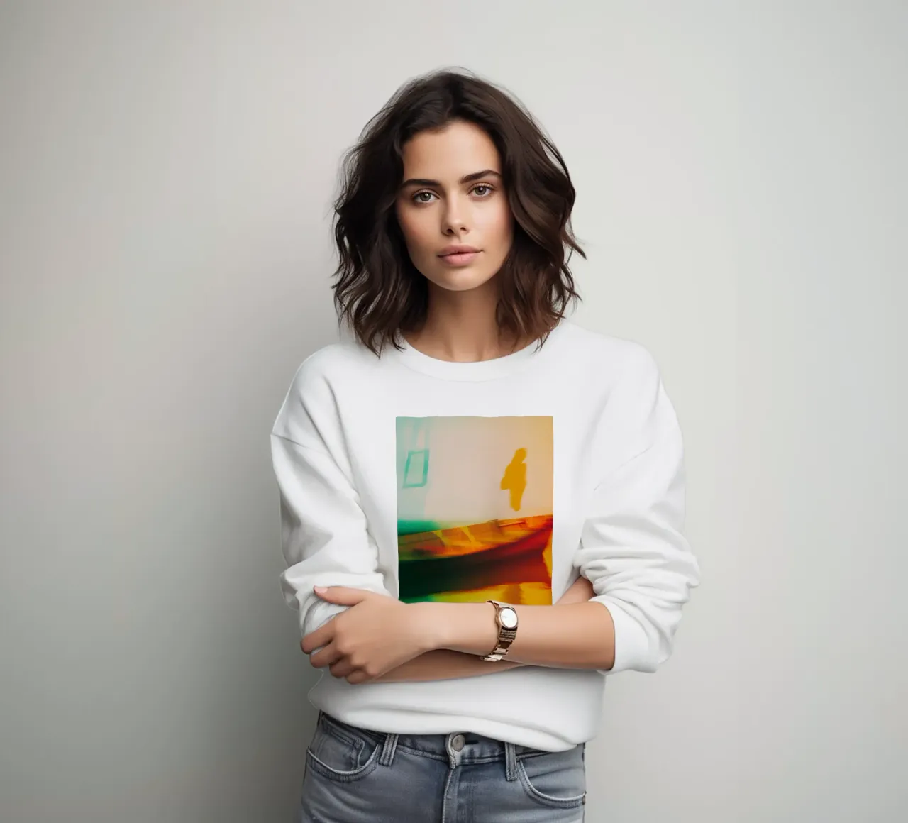 Schaduwen en reflecties van een neonboot sweatshirt van Le Flou