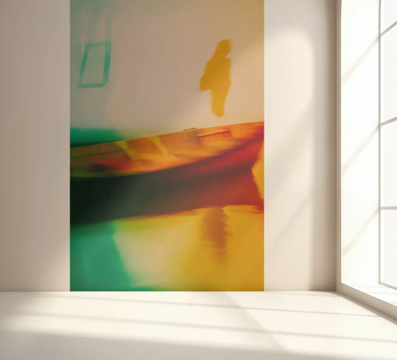 Schaduwen en reflecties van een neonboot fotobehang van Le Flou
