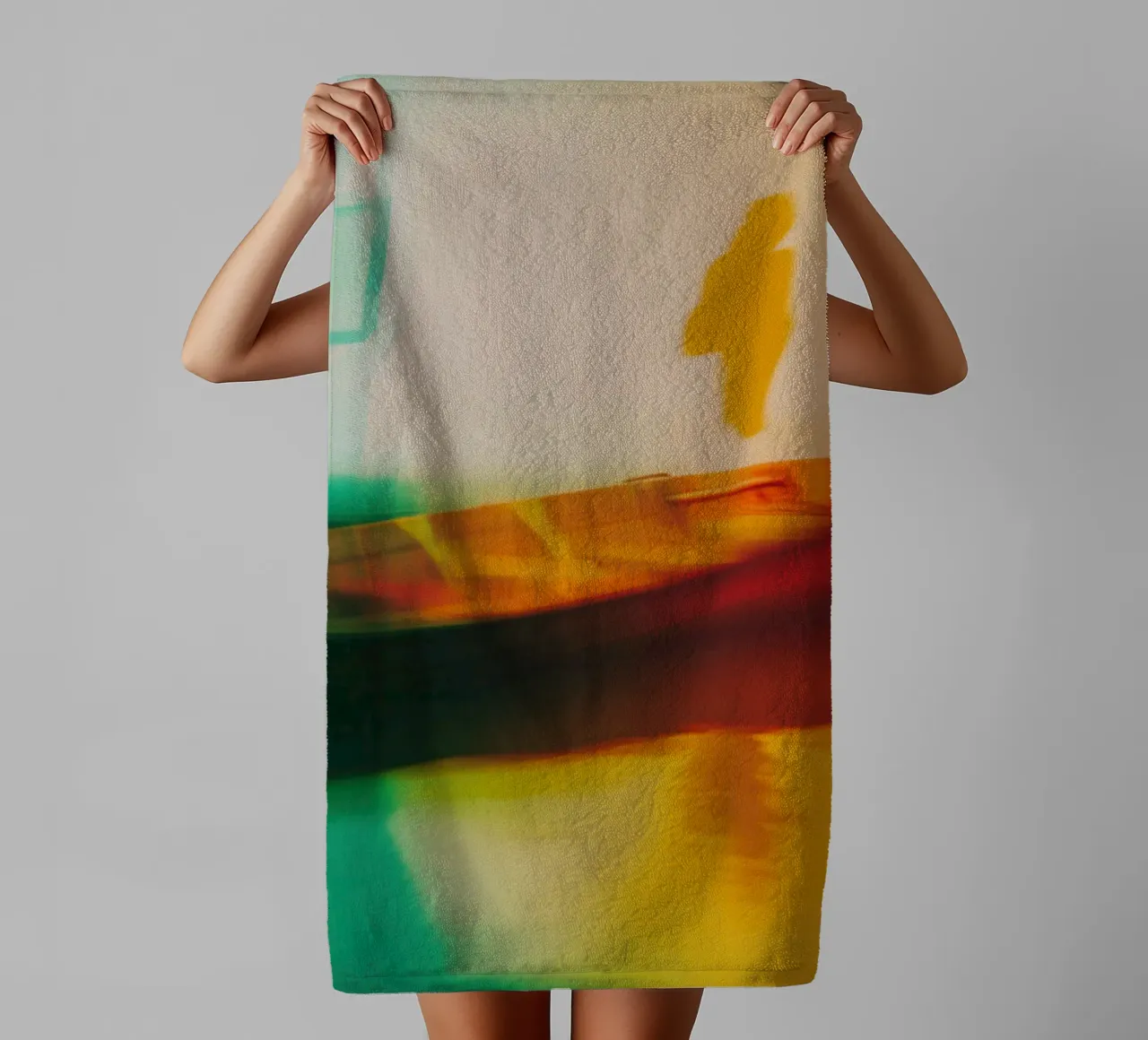 Schaduwen en reflecties van een neonboot badhanddoek van Le Flou