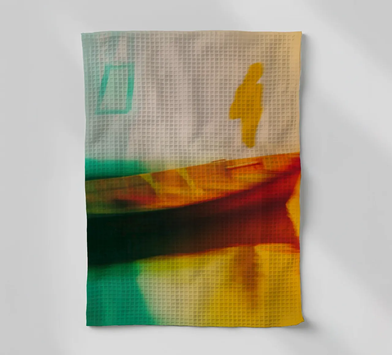 Schaduwen en reflecties van een neonboot theedoek van Le Flou