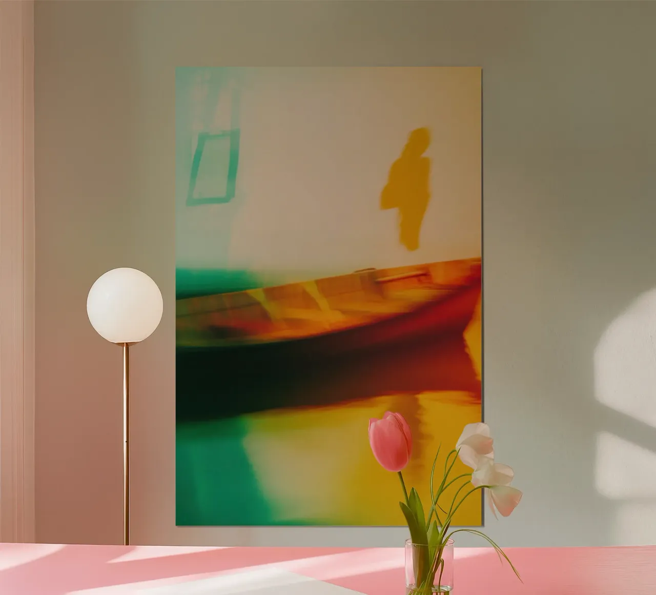 Schaduwen en reflecties van een neonboot hahnemühle van Le Flou