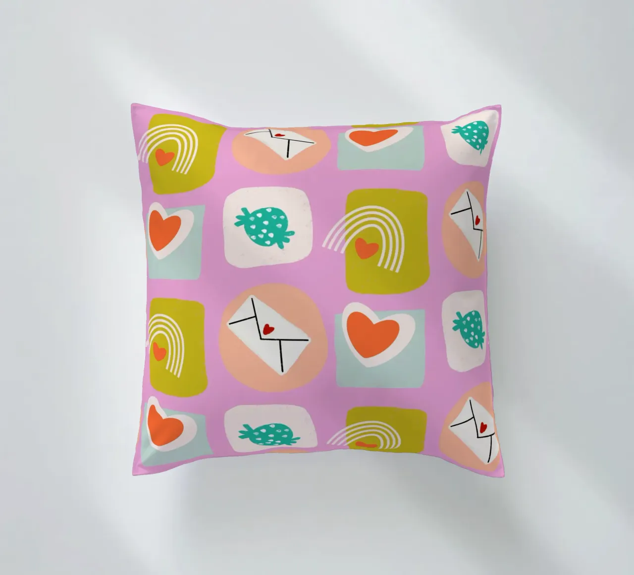 Retro Love Squares Pink cuscino da susanacosta