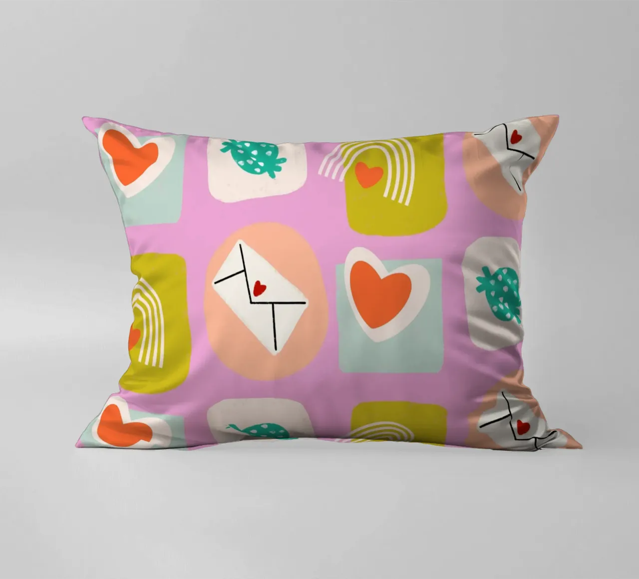 Retro Love Squares Pink cuscino da susanacosta