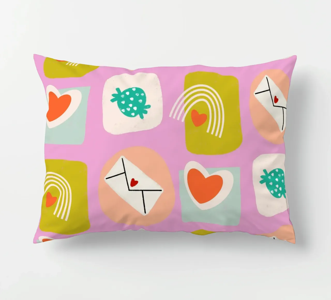 Retro Love Squares Pink cuscino da susanacosta