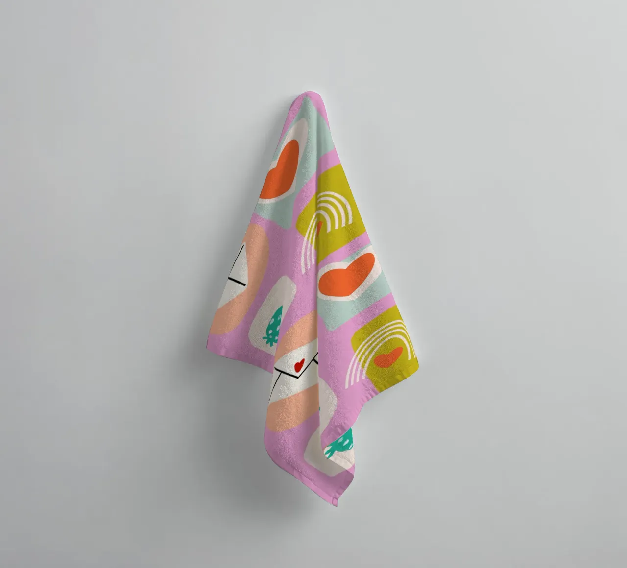 Retro Love Squares Pink asciugamano da bagno da susanacosta