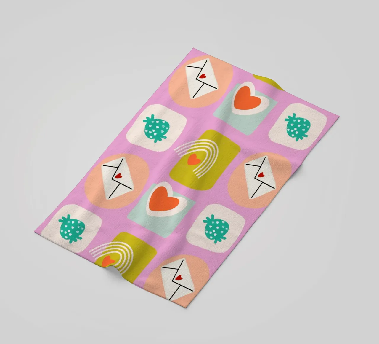 Retro Love Squares Pink telo mare da susanacosta