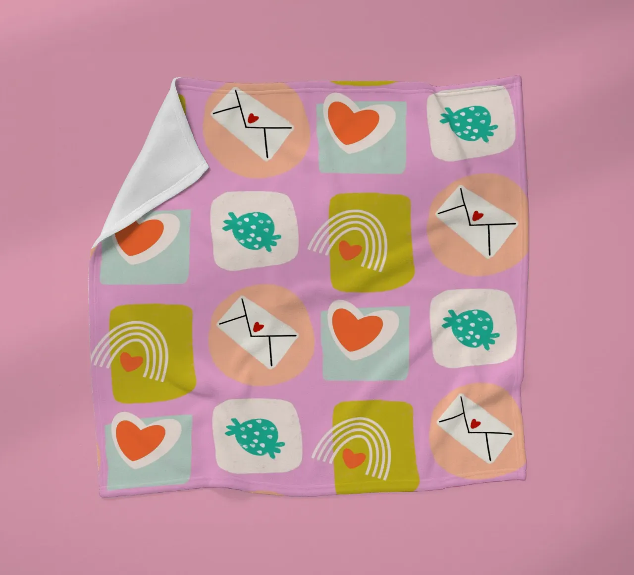 Retro Love Squares Pink coperta in pile da susanacosta