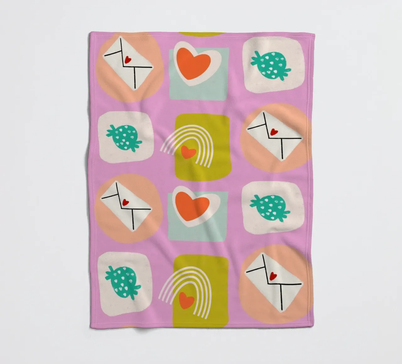 Retro Love Squares Pink coperta in pile da susanacosta