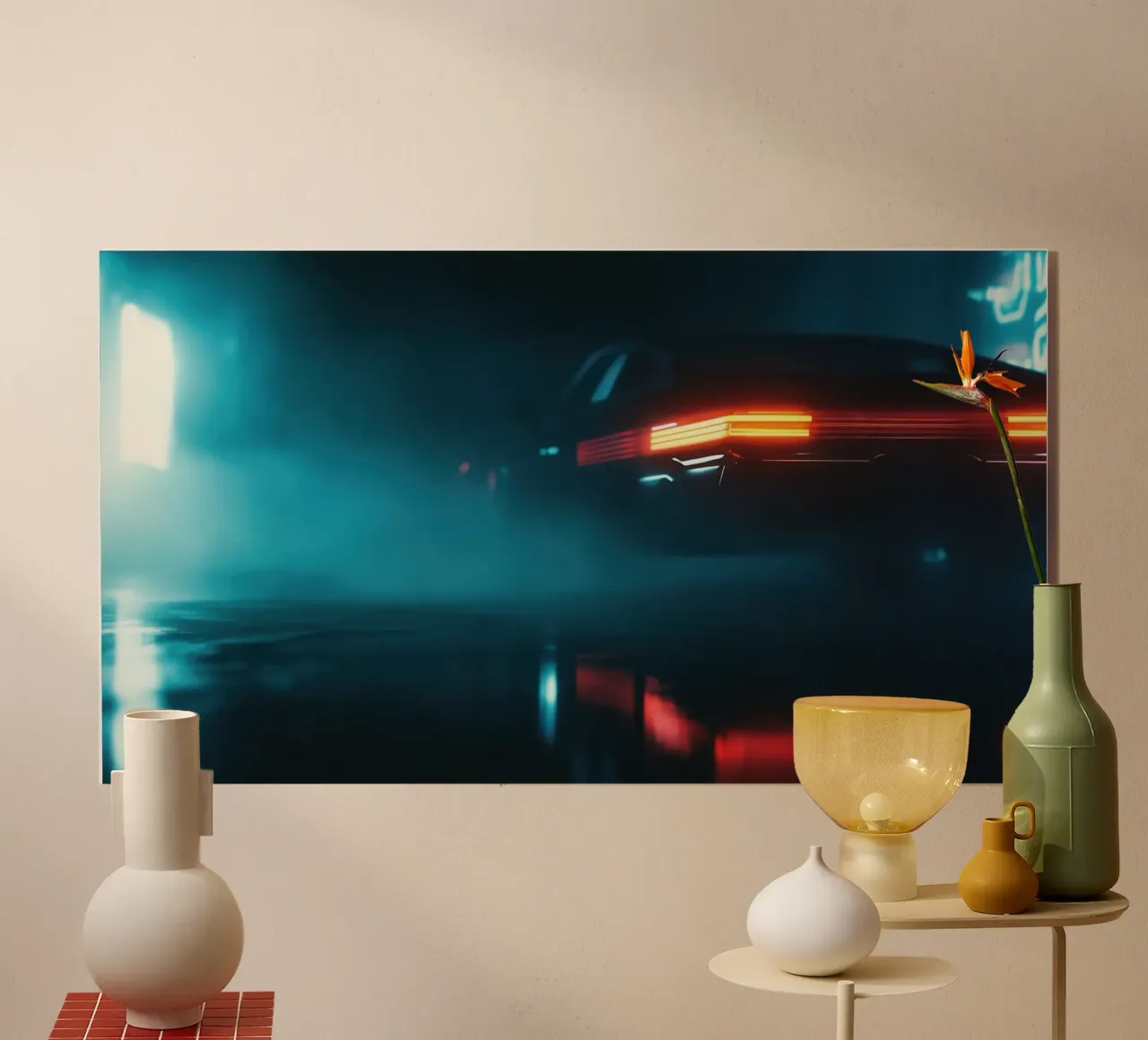 Un'auto retrò fugge di notte plexiglass da Le Flou