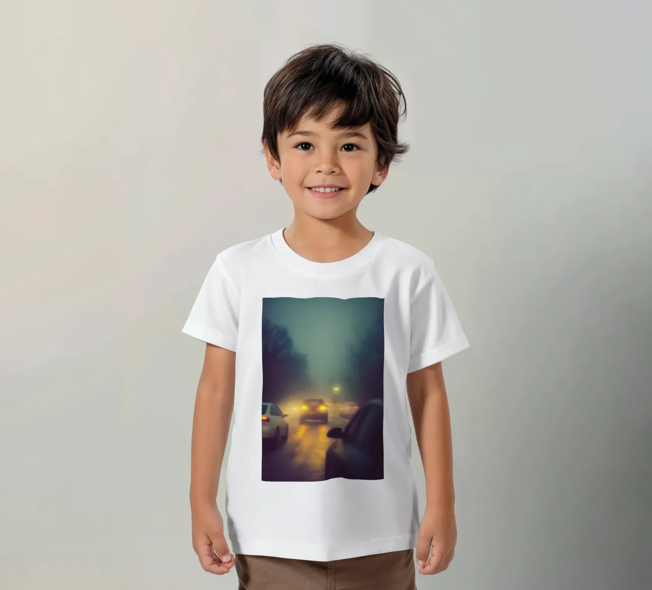 Atmosfera nebbiosa sulla strada t-shirt bambini da Le Flou