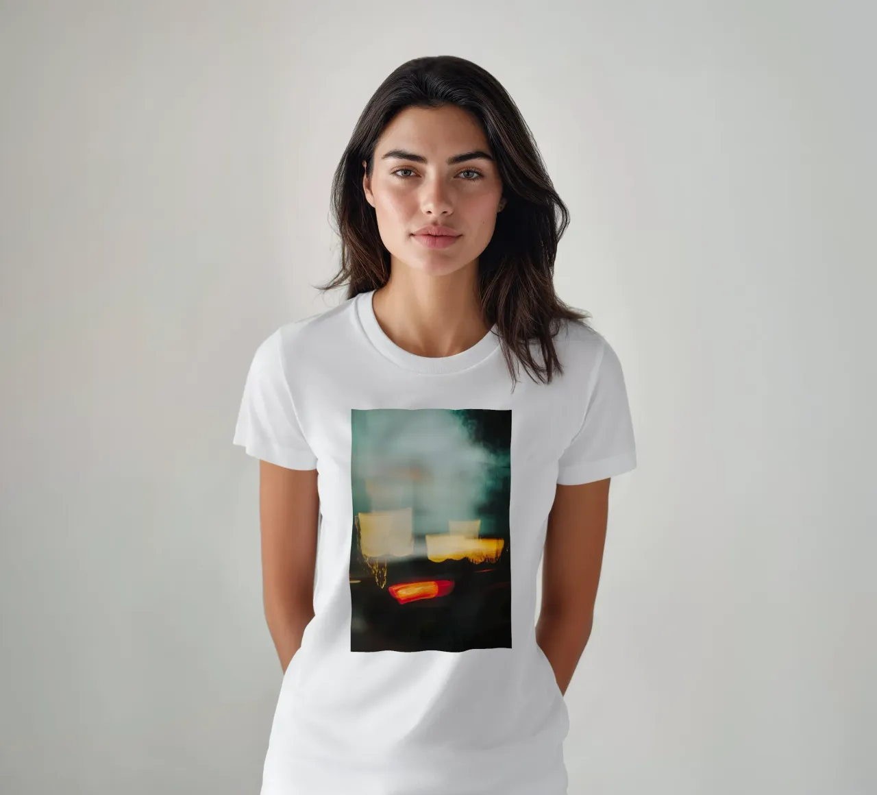 The fleeting lights of a busy street t-shirt by Le Flou
